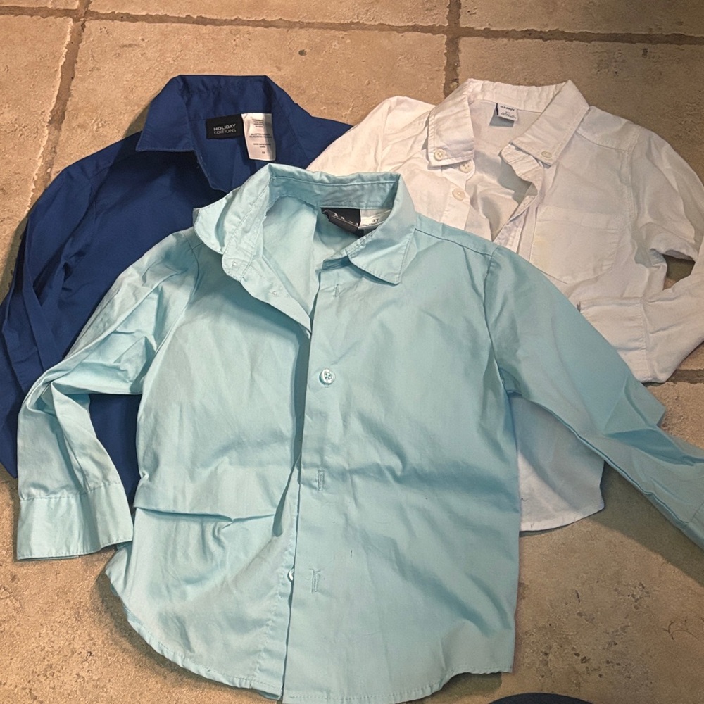 Set of Three Button-Up Shirts - Blue, Light Blue, White